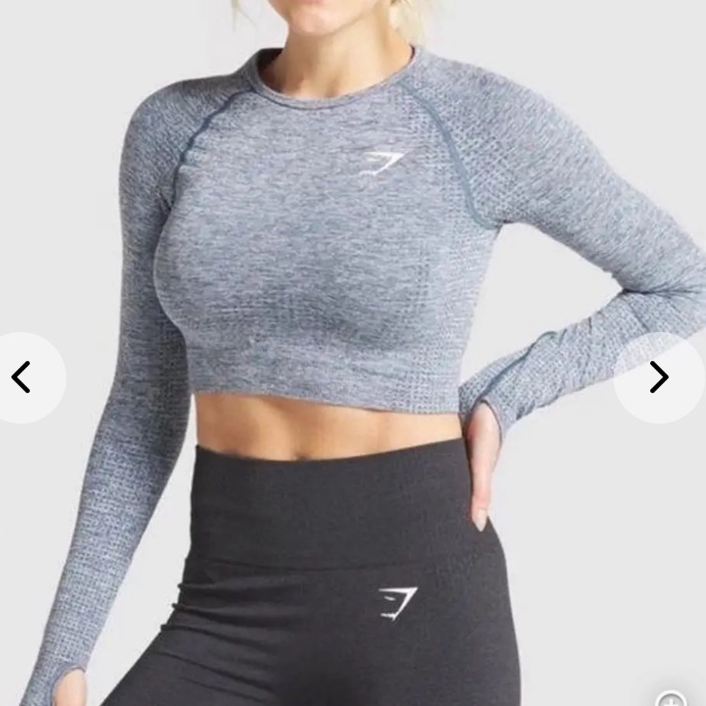Gimshark Gray Raglan Long Sleeve Fitted Crop Top